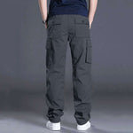 Pantalones de talla grande para hombre con bolsillos de solapa