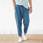 Pantalones de lino para hombre con cintura elástica
