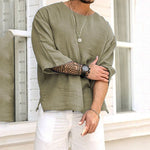 Camisa de lino con mangas a medio brazo