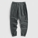 Pantalones de lino para hombre con cintura elástica