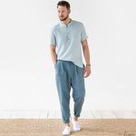 Pantalones de lino para hombre con cintura elástica