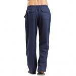Pantalones de lino de talla grande con bolsillos para hombre