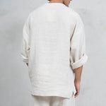Camisas tipo túnica de lino sueltas para hombre