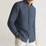 Camisa Básica 100% Lino Cuello Clásico Corte Regular