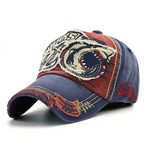 Distressed Shark Bestickte Gewaschene Baumwoll Baseball Cap Schirmmütze