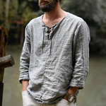 Camisa de lino de manga larga para hombre