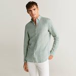 Camisa Básica 100% Lino Cuello Clásico Corte Regular