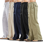 Pantalones de lino de talla grande con bolsillos para hombre