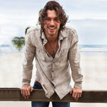 Linen shirt for men. Long sleeve, classic linen shirt with buttons