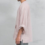 Camisas tipo túnica de lino sueltas para hombre