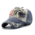 Distressed Shark Bestickte Gewaschene Baumwoll Baseball Cap Schirmmütze