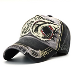Distressed Shark Bestickte Gewaschene Baumwoll Baseball Cap Schirmmütze