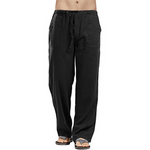 Pantalones de lino de talla grande con bolsillos para hombre