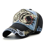 Distressed Shark Bestickte Gewaschene Baumwoll Baseball Cap Schirmmütze