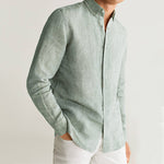 Camisa Básica 100% Lino Cuello Clásico Corte Regular