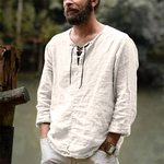 Camisa de lino de manga larga para hombre