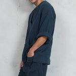 Camisas tipo túnica de lino sueltas para hombre