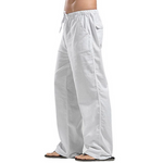 Pantalones de lino de talla grande con bolsillos para hombre