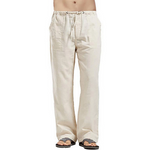 Pantalones de lino de talla grande con bolsillos para hombre
