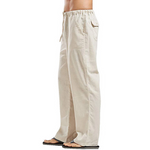 Pantalones de lino de talla grande con bolsillos para hombre