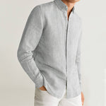 Camisa Básica 100% Lino Cuello Clásico Corte Regular