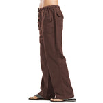 Pantalones de lino de talla grande con bolsillos para hombre