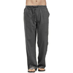 Pantalones de lino de talla grande con bolsillos para hombre