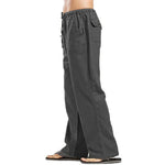 Pantalones de lino de talla grande con bolsillos para hombre