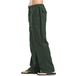 Pantalones de lino de talla grande con bolsillos para hombre