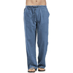 Pantalones de lino de talla grande con bolsillos para hombre