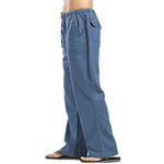 Pantalones de lino de talla grande con bolsillos para hombre